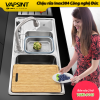 Chậu rửa bát 2 hố cỡ lớn Inox304 kèm vòi rửa kéo dài đa năng