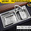 Chậu rửa 2 hố inox 304 cỡ lớn kèm chậu rửa hoa quả