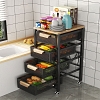 Kệ rổ đựng rau củ quả trái cây thực phẩm nhà bếp có bánh xe di động chất liệu thép carbon ốp gỗ VNM-4425