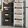 Kệ rổ đựng rau củ quả trái cây thực phẩm nhà bếp có bánh xe di động chất liệu thép carbon ốp gỗ VNM-4425