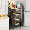 Kệ rổ đựng rau củ quả trái cây thực phẩm nhà bếp có bánh xe di động chất liệu thép carbon ốp gỗ VNM-4425