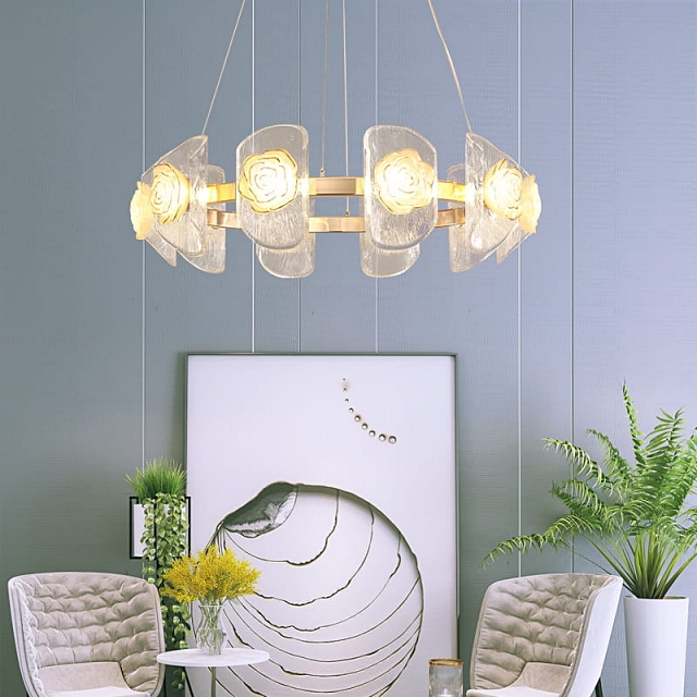 Đèn thả đèn chùm hoa hồng pha lê VNM-CEOU-4372