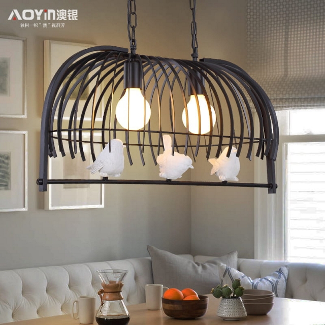 Đèn thả trang trí phòng khách hình lồng chim VNM-A1801-3H 3×MAX40W