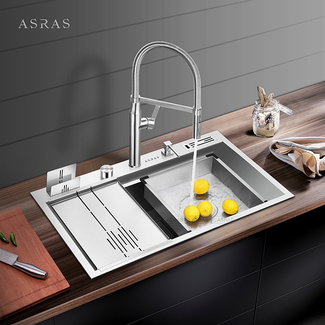 Chậu rửa bát INOX kèm giá để dao tiện dụng VNM-ARAS-0868