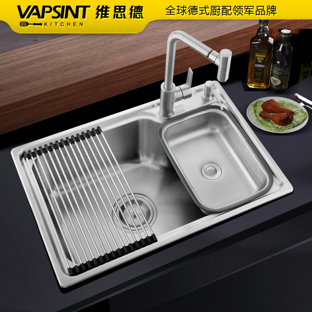 Chậu rửa bát 1 hố Inox304 kèm vòi xoay đa năng VNM-VXJ6243