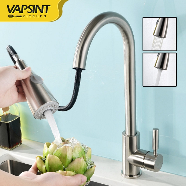 Vòi rửa bát kéo dài lõi đồng nguyên chất hai chế độ xả 