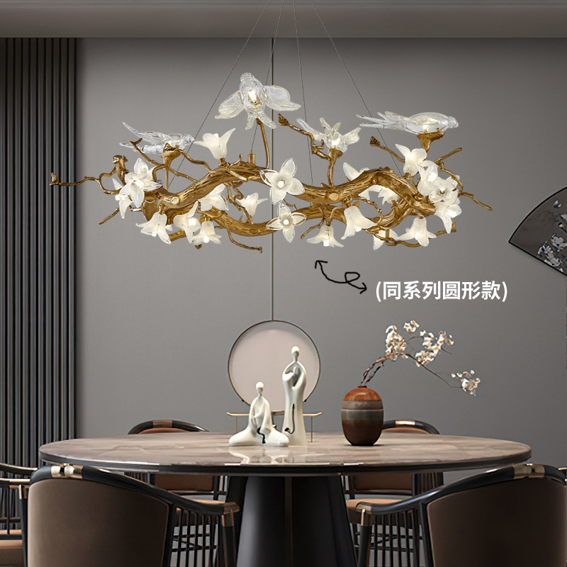 Đèn chùm đồng chim én phong cách tân cổ điển trang trí phòng khách VNM-1226