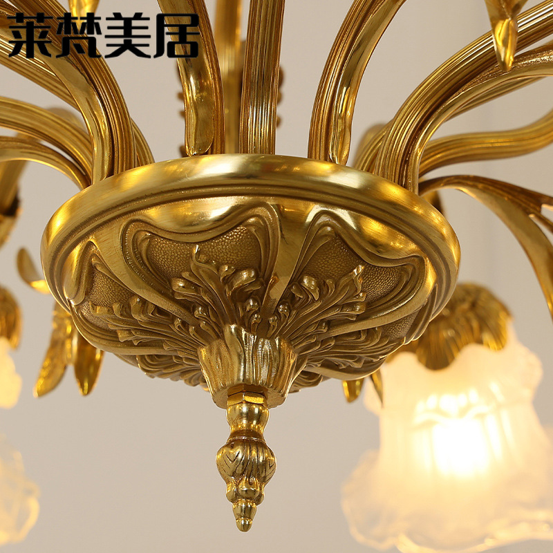 Đèn thả chùm hoa trang trí phòng khách phong cách cổ điển Châu Âu chất liệu đồng VNM-1625