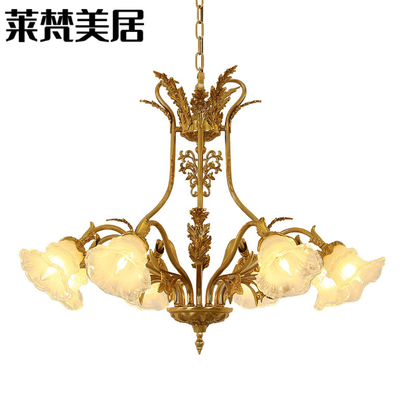 Đèn thả chùm hoa trang trí phòng khách phong cách cổ điển Châu Âu chất liệu đồng VNM-1625