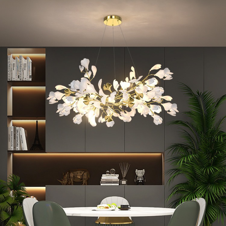 Đèn thả trang trí phòng khách cho nhà biệt thự sang trọng khu resort nhà hàng khách sạn phong cách nghệ thuật lá VNM-552