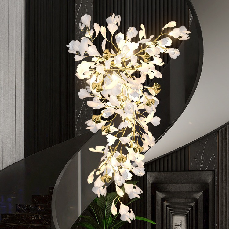 Đèn thả trang trí phòng khách cho nhà biệt thự sang trọng khu resort nhà hàng khách sạn phong cách nghệ thuật lá VNM-552