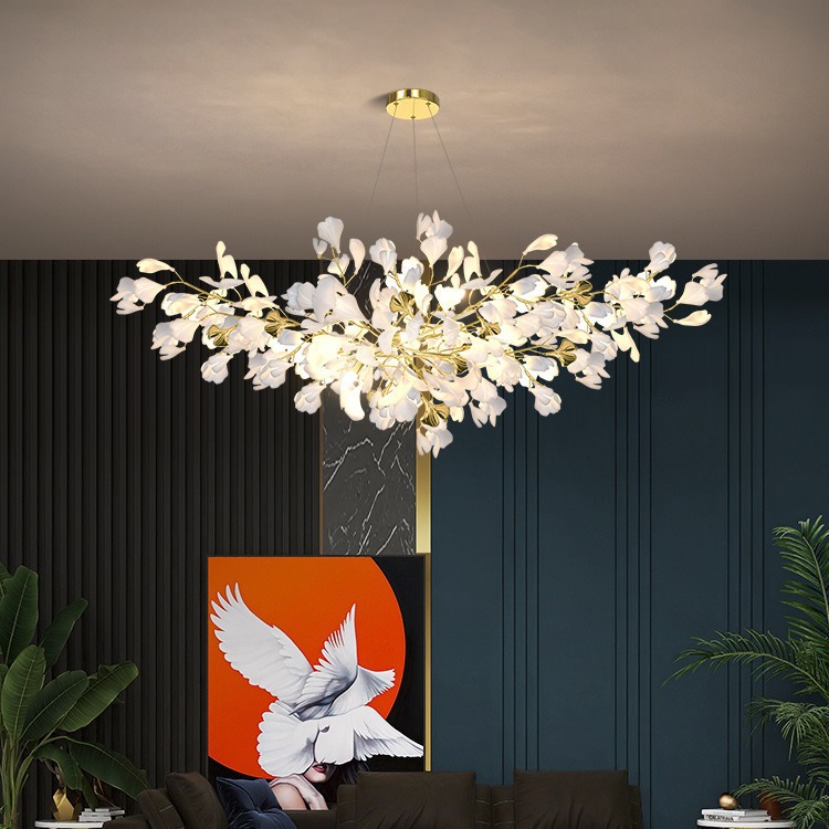 Đèn thả trang trí phòng khách cho nhà biệt thự sang trọng khu resort nhà hàng khách sạn phong cách nghệ thuật lá VNM-552