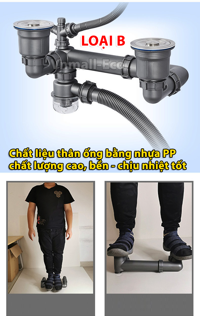 Bộ xiphong thoát nước ngăn mùi chống tắc nghẽn bồn rửa bát