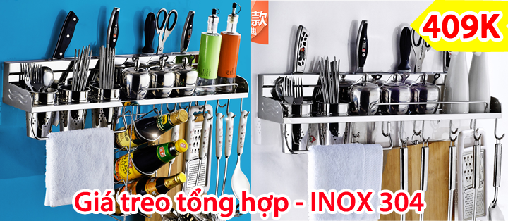 Giá treo tổng hợp phòng bếp - chất liệu INOX 304